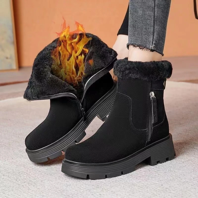 雪地靴女防滑保暖2023年冬季新款短靴加绒加厚马丁靴厚底东北棉鞋