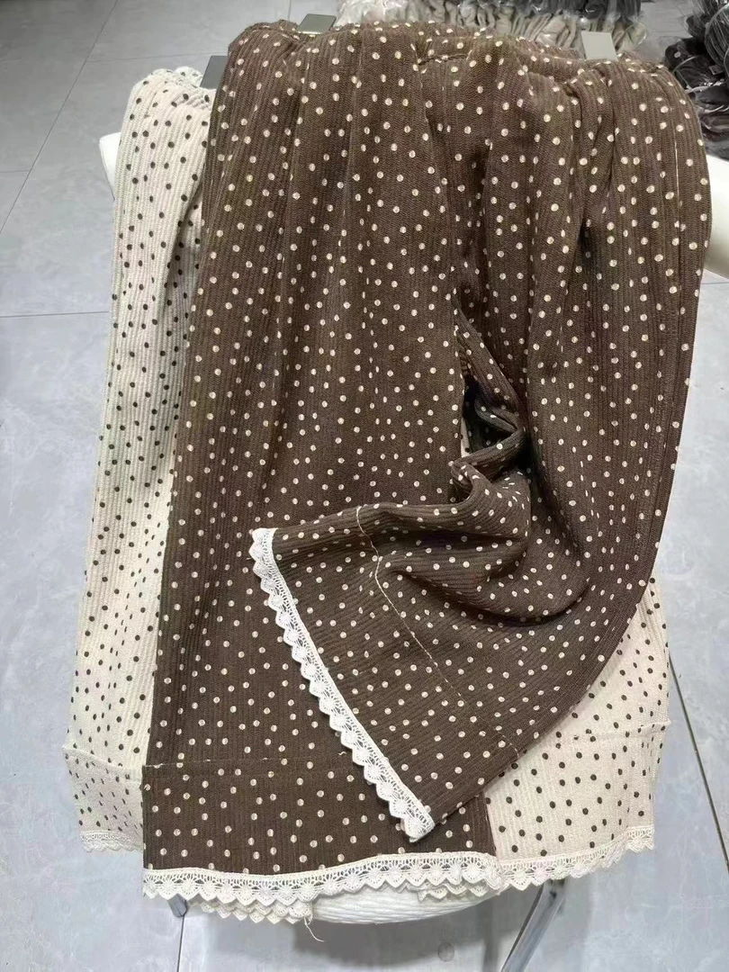 【现货】秋冬女童波点加绒直筒裤KK031