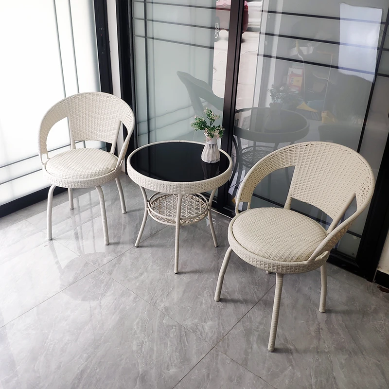 转椅藤椅三件套阳台茶桌椅休闲桌椅藤编靠背椅阳台小茶桌椅三件套