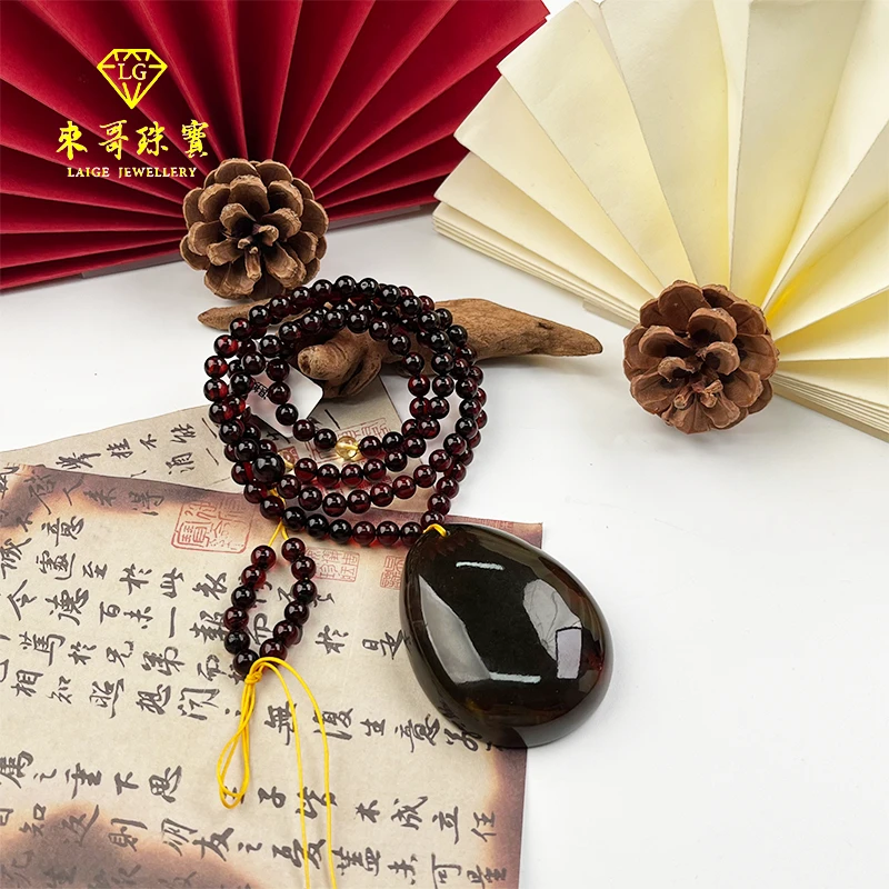 夏日特惠【来哥珠宝】五元素紫杉醇血药雕刻大水滴吊坠