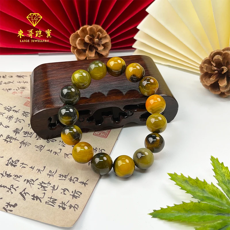 【来哥珠宝】天然长白山太岁肉灵芝圆珠手串K14MM+