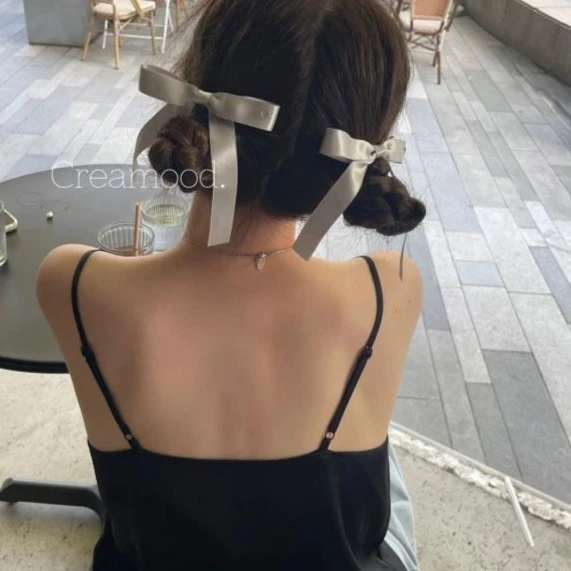 气质黑白灰飘带蝴蝶结简约大小号设计鸭嘴夹时尚ins优雅发卡头饰