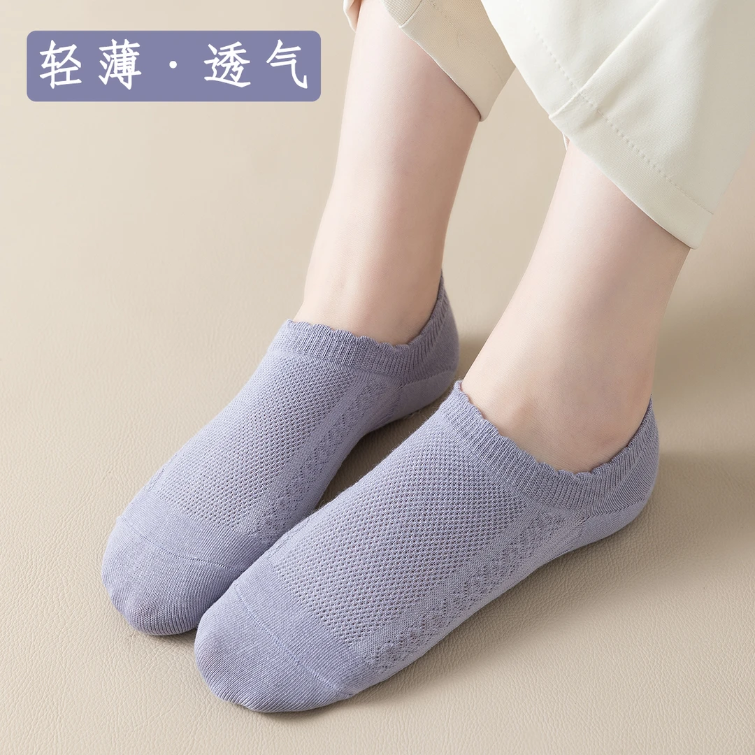 缕空花边袜子女短袜春夏网眼透气浅口纯棉防臭低帮日系复古女船袜