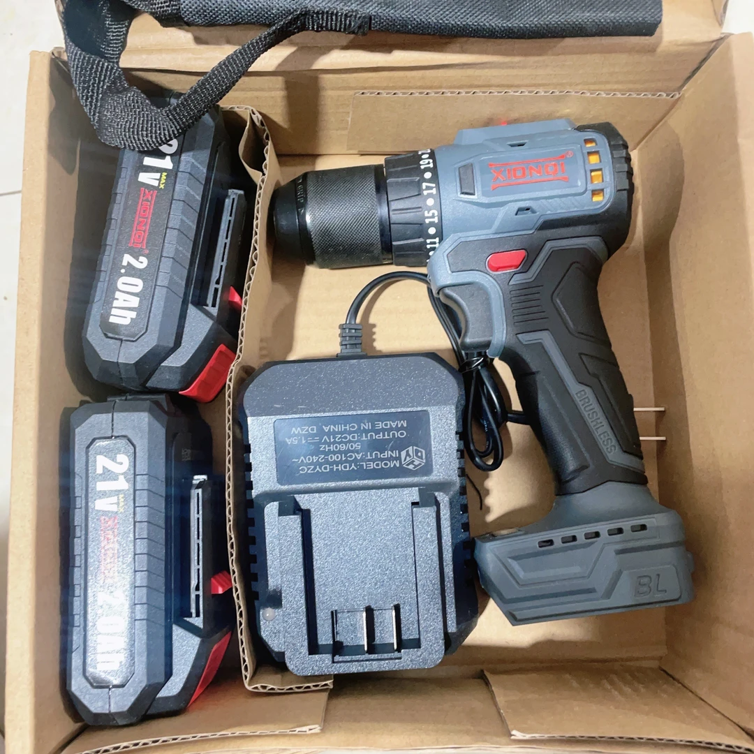 （全新库存）13mm纯铜无刷手电钻两电一充