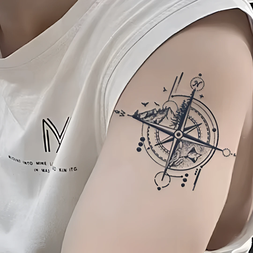 高颜值草本纹身贴男防水持久半永久痞帅不反光逼真胸前手臂高级感