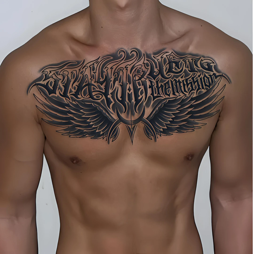 翅膀花胸胸前草本纹身贴男防水持久半永久逼真可洗不反光霸气新款