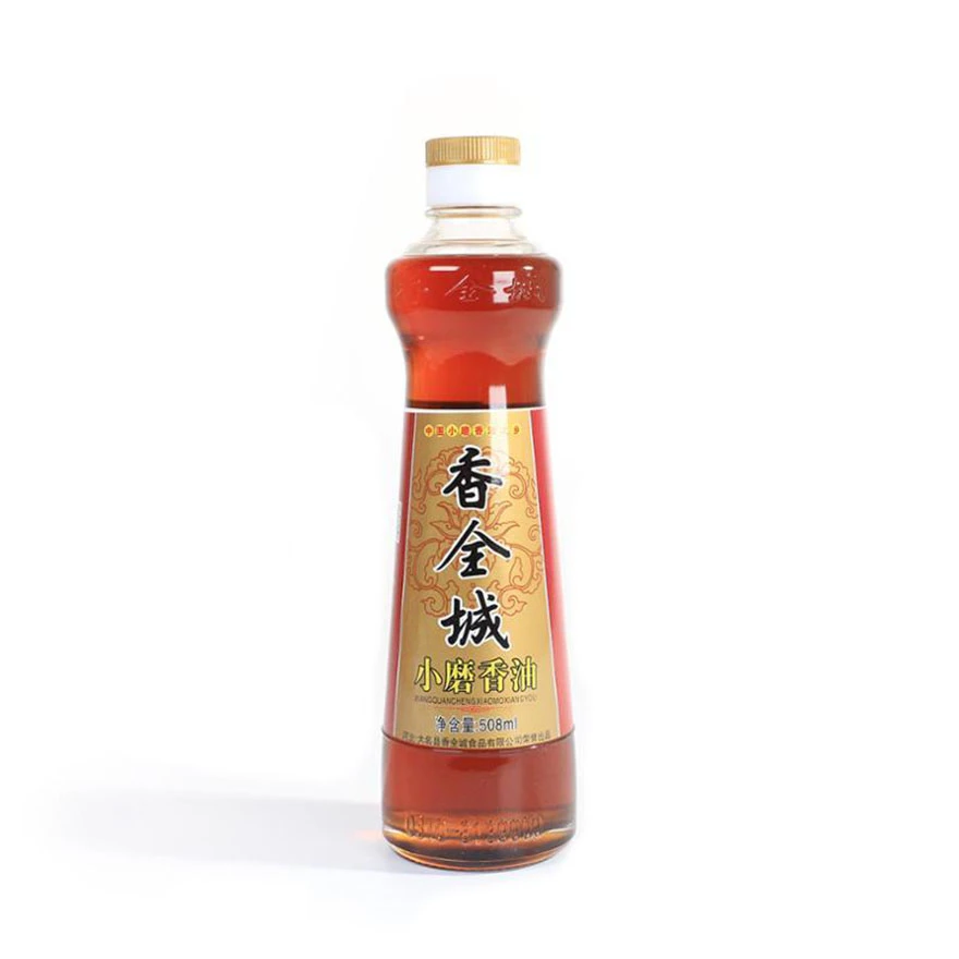 香全城石磨正宗纯芝麻小磨香油凉菜煲汤炒菜调味油料508ml瓶装