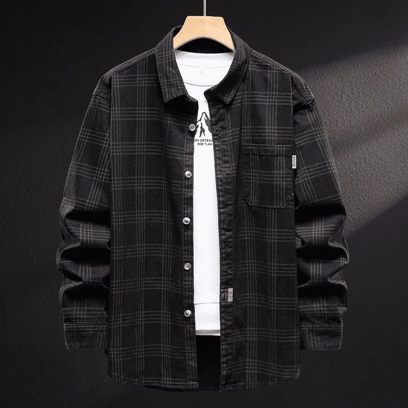 Cebrodz2025新款格子衬衫百搭长袖春秋款男装大码潮牌衬衣外套
