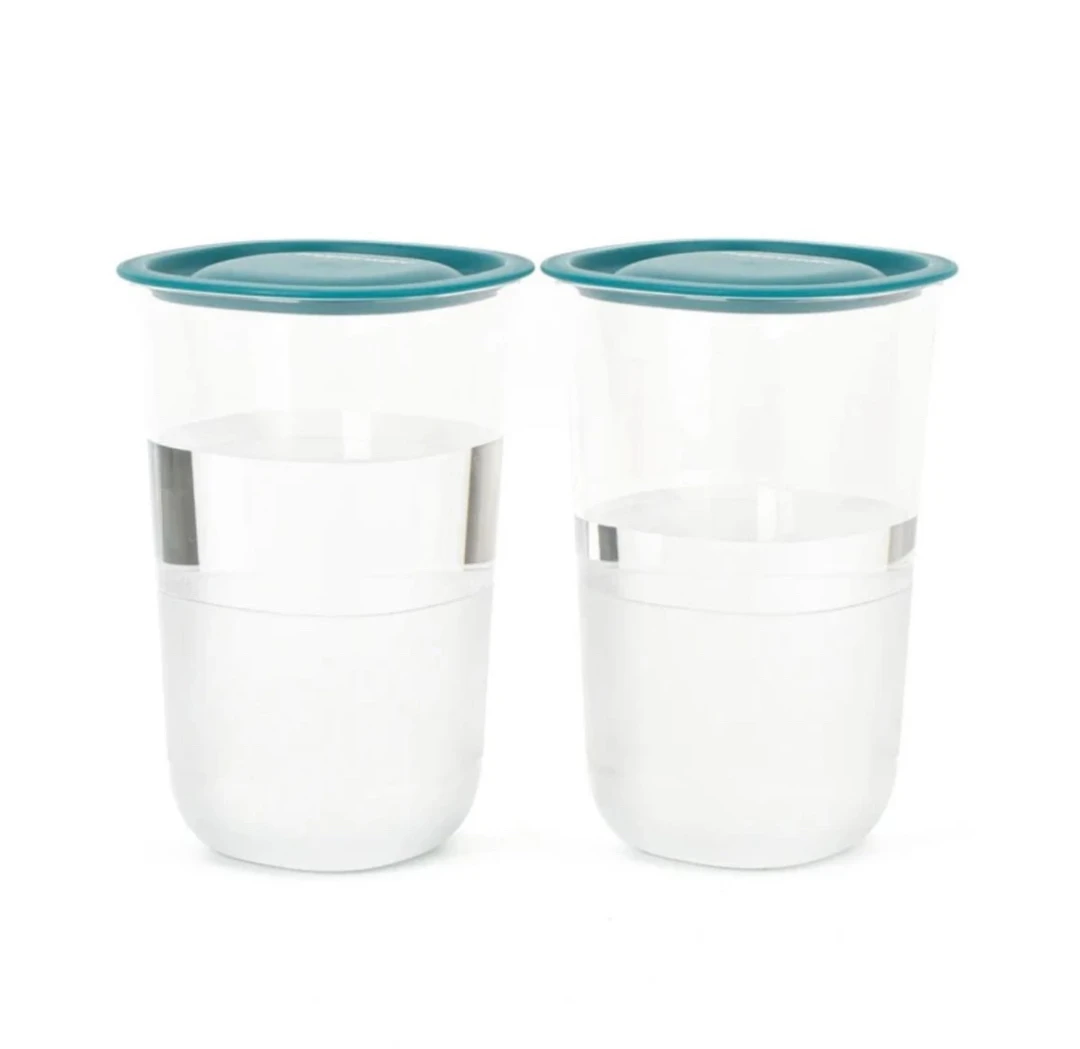 特百惠 400毫升清莹冷饮杯透明大容量水杯带盖家用耐摔耐高温水杯