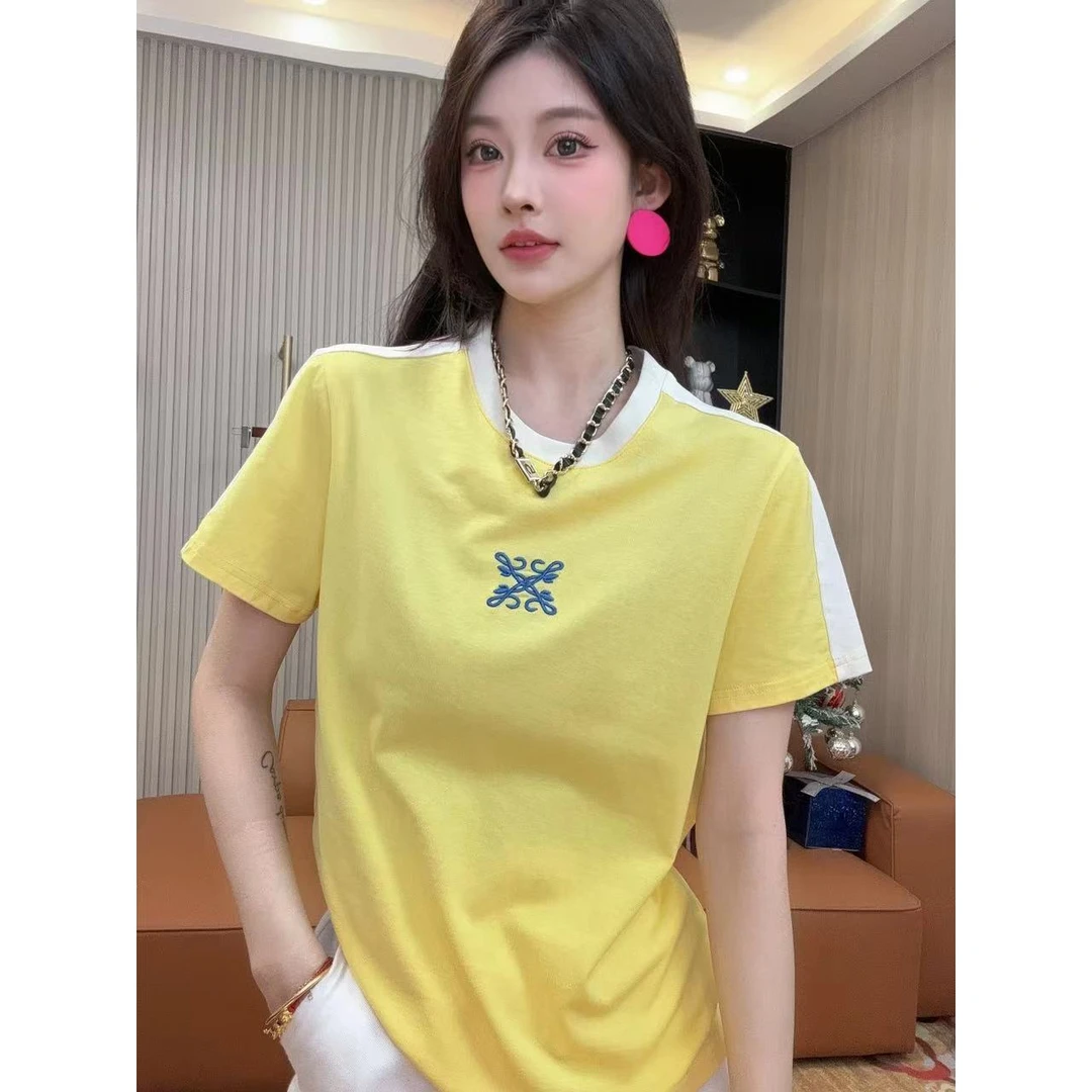 【楠楠】2024上衣潮流个性夏季纯棉印花黑色短袖t恤YME797