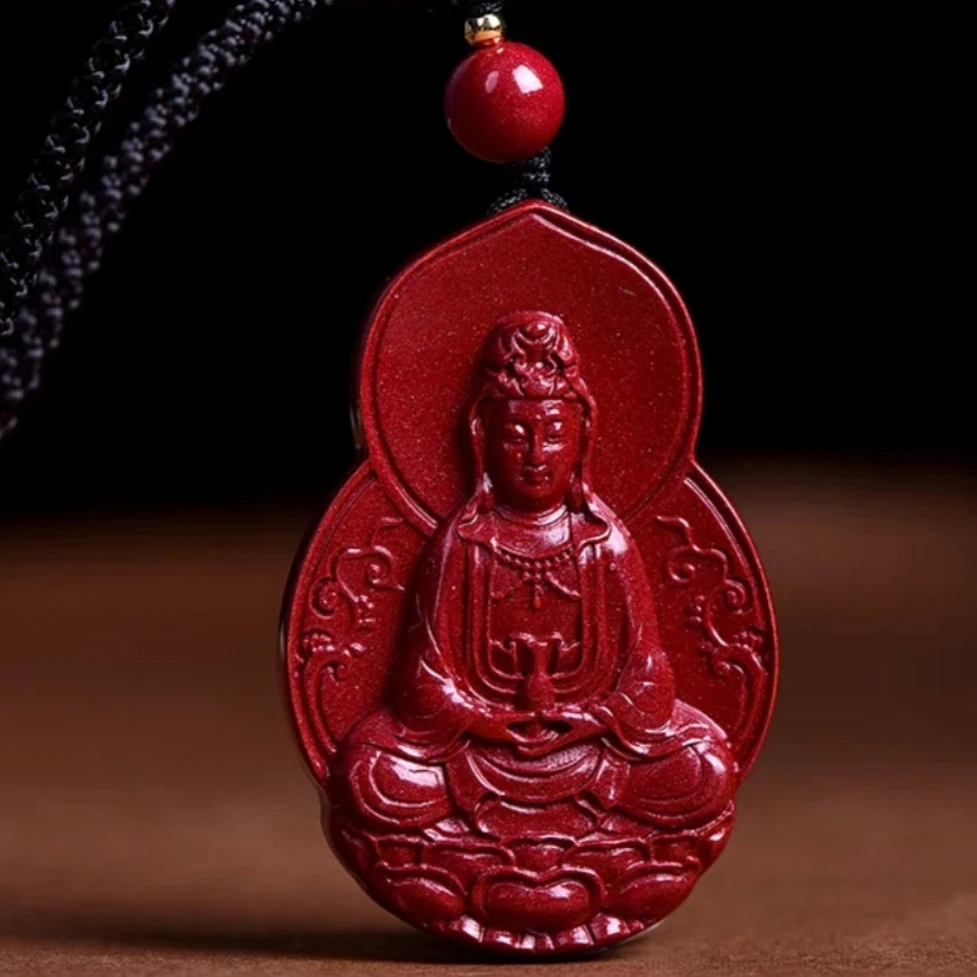 含辰砂工艺品（楠楠专属）朱砂佛光观音吊坠