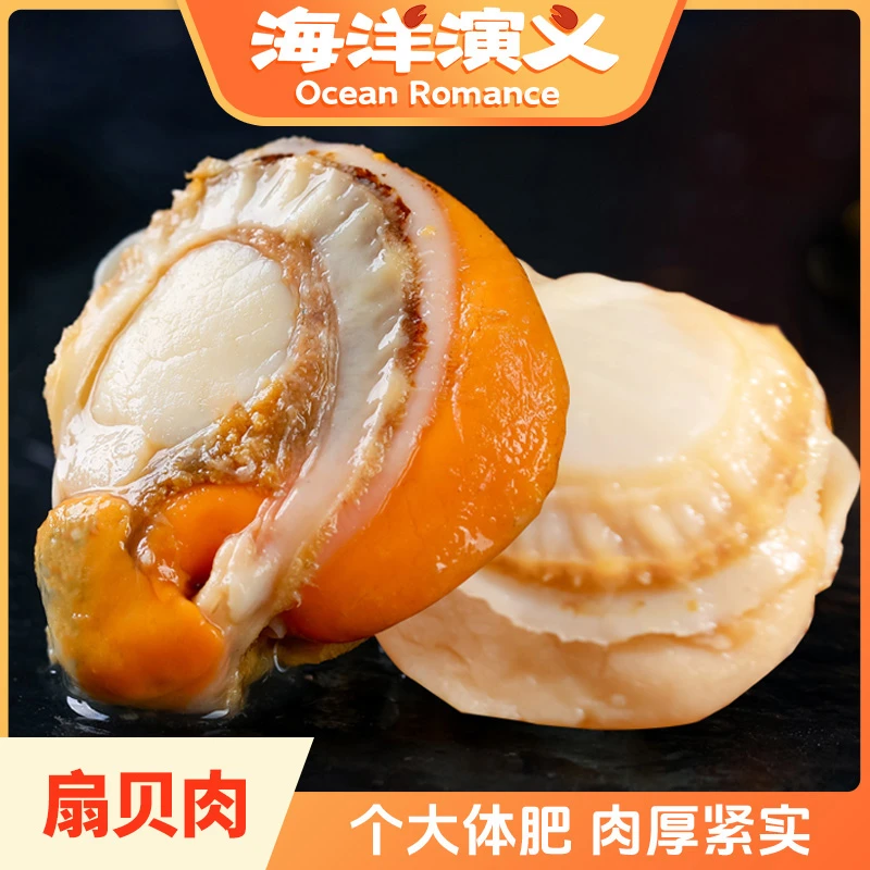 海洋演义 扇贝肉（60/80）3.5斤/盒*1盒 大个无沙北城红贝新鲜冷冻