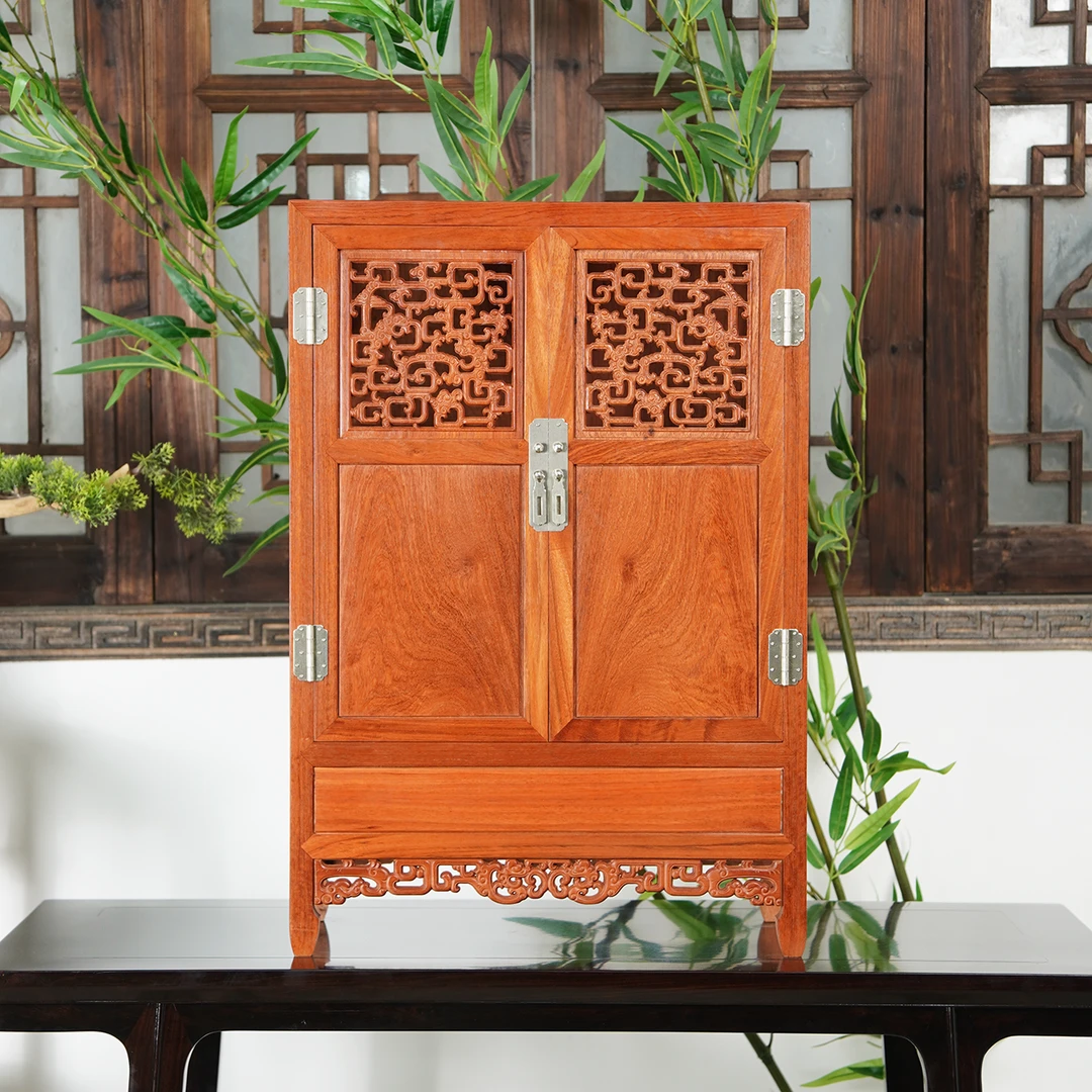 {缅花}螭龙纹方角柜（小号）