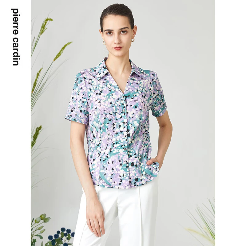 【皮尔卡丹女装】通勤小众桑蚕丝短袖衬衫【专柜正品】