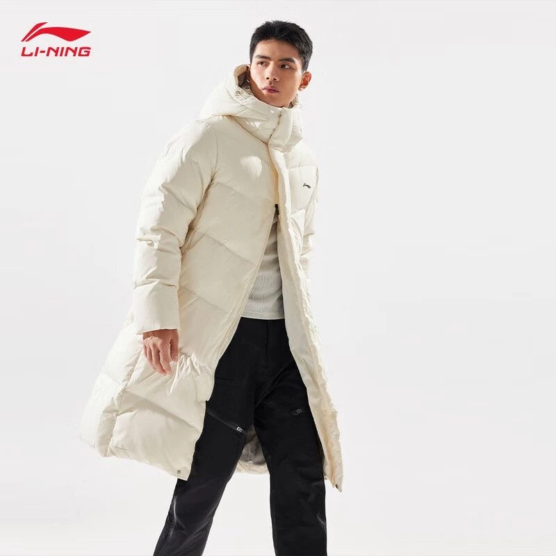李宁防泼水长羽绒服男新款时尚百搭80%鸭绒运动外套冬款AYMU095