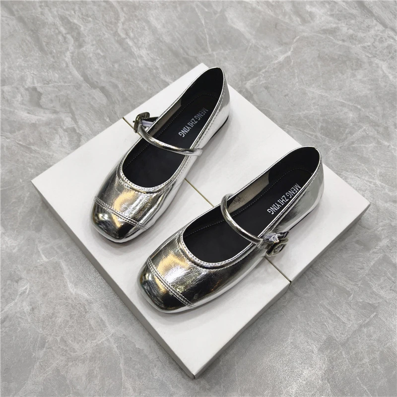 平底鞋女复古2025新款春秋时尚简约一字带通勤圆头浅口玛丽珍单鞋