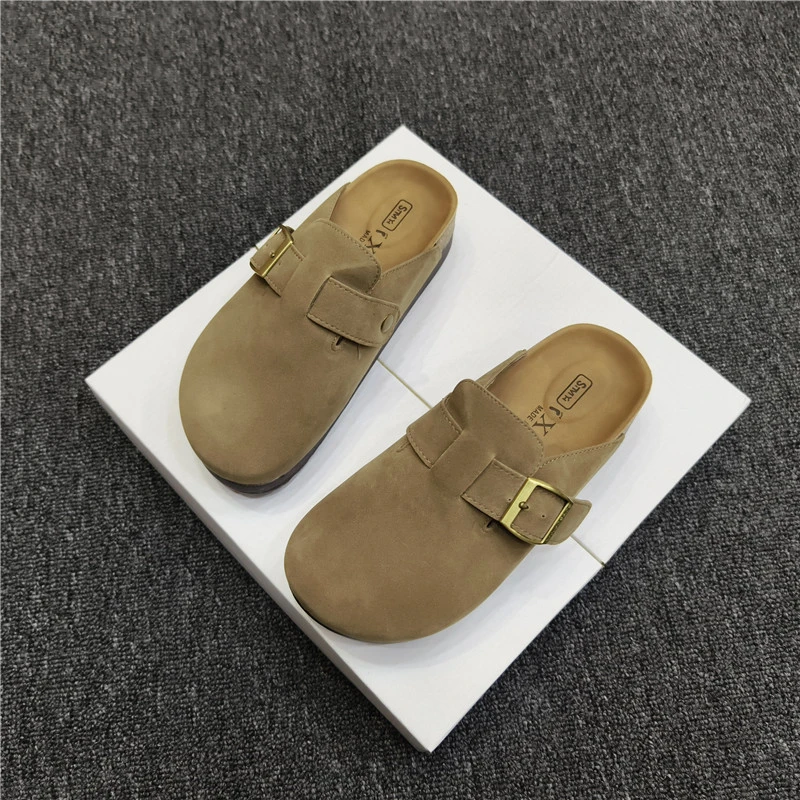 复古懒人鞋2025秋新款勃肯鞋女拖鞋搭配堆堆袜的包头拖无后跟半托