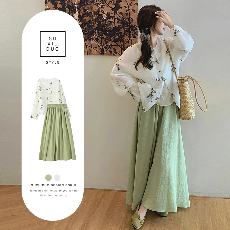 夏装女微胖mm减龄穿搭配一整套知识分子法式连衣裙子两件套早初秋