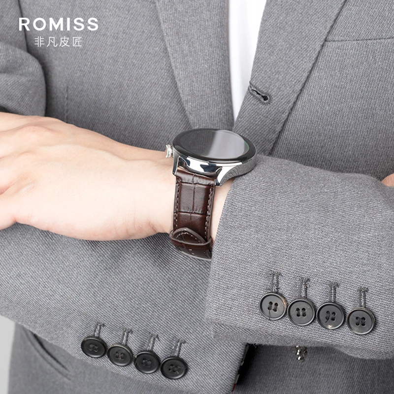 意大利牛皮适用华为gt3表带watch3/4手表gt2荣耀表带男女款真皮