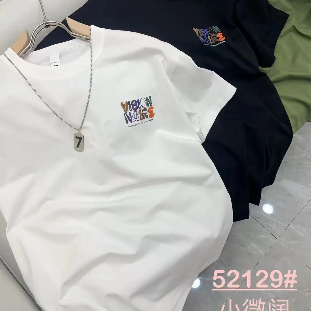 52129#夏季新款短袖T恤时尚潮牌百搭圆领半袖体恤