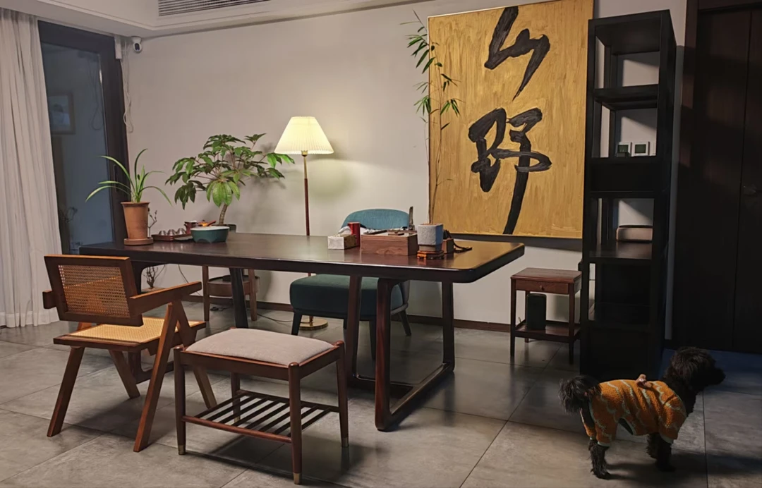 45（定金）实木黑南美胡桃木大板餐桌老板桌电脑会议茶桌办公桌书桌