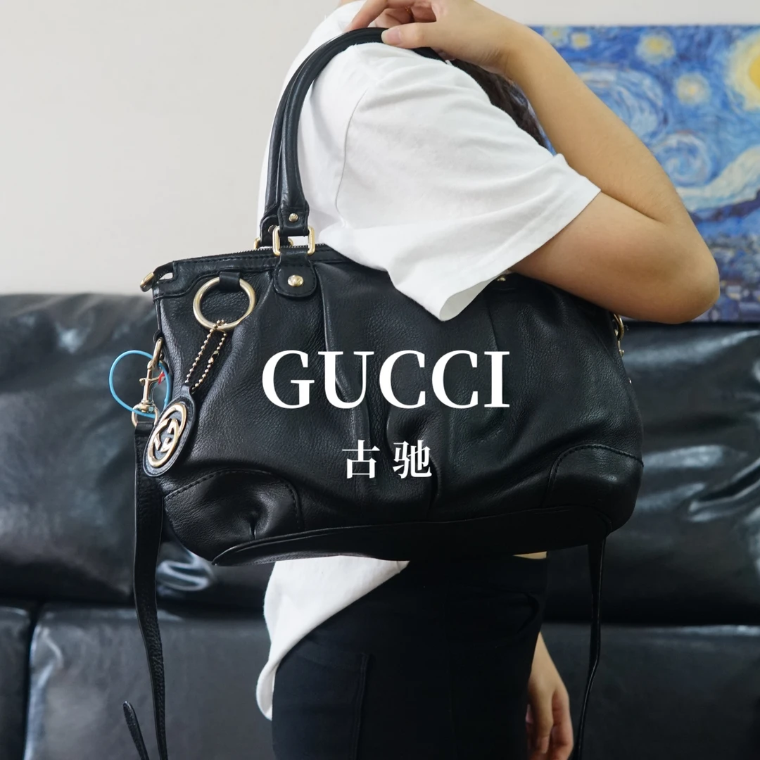95新 GUCCI/古驰 黑色斜挎包/SP10414506/4506