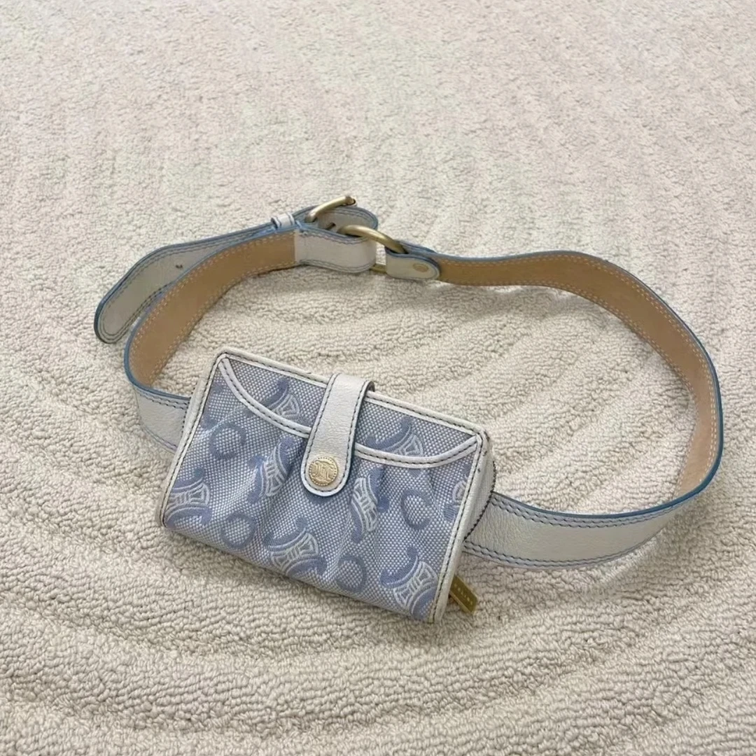 95新 Celine/思琳 XM/牛仔丹宁凯旋门满印小号腰包/KT09329007
