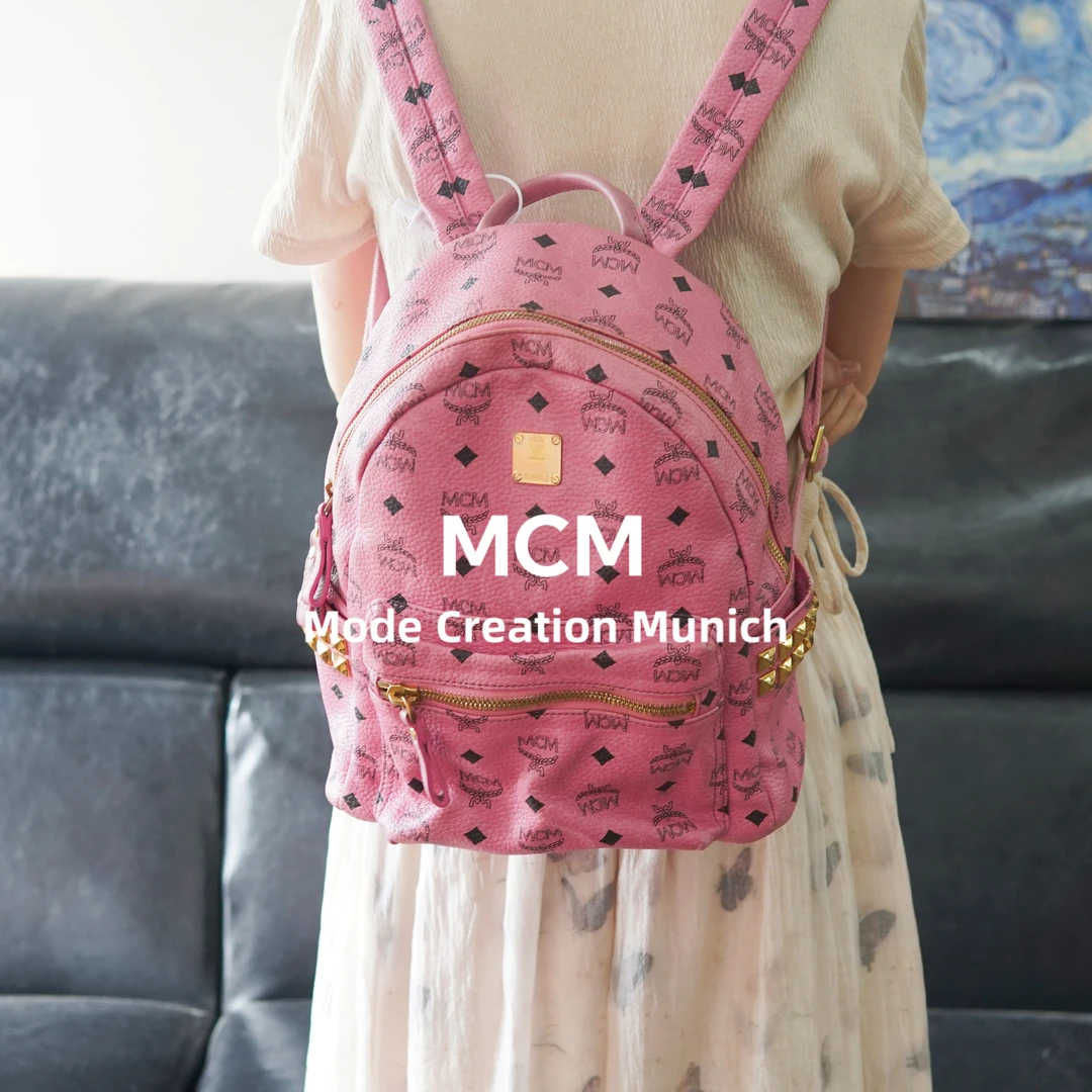 95新 MCM 粉色双肩包/FYSS08615008/5008