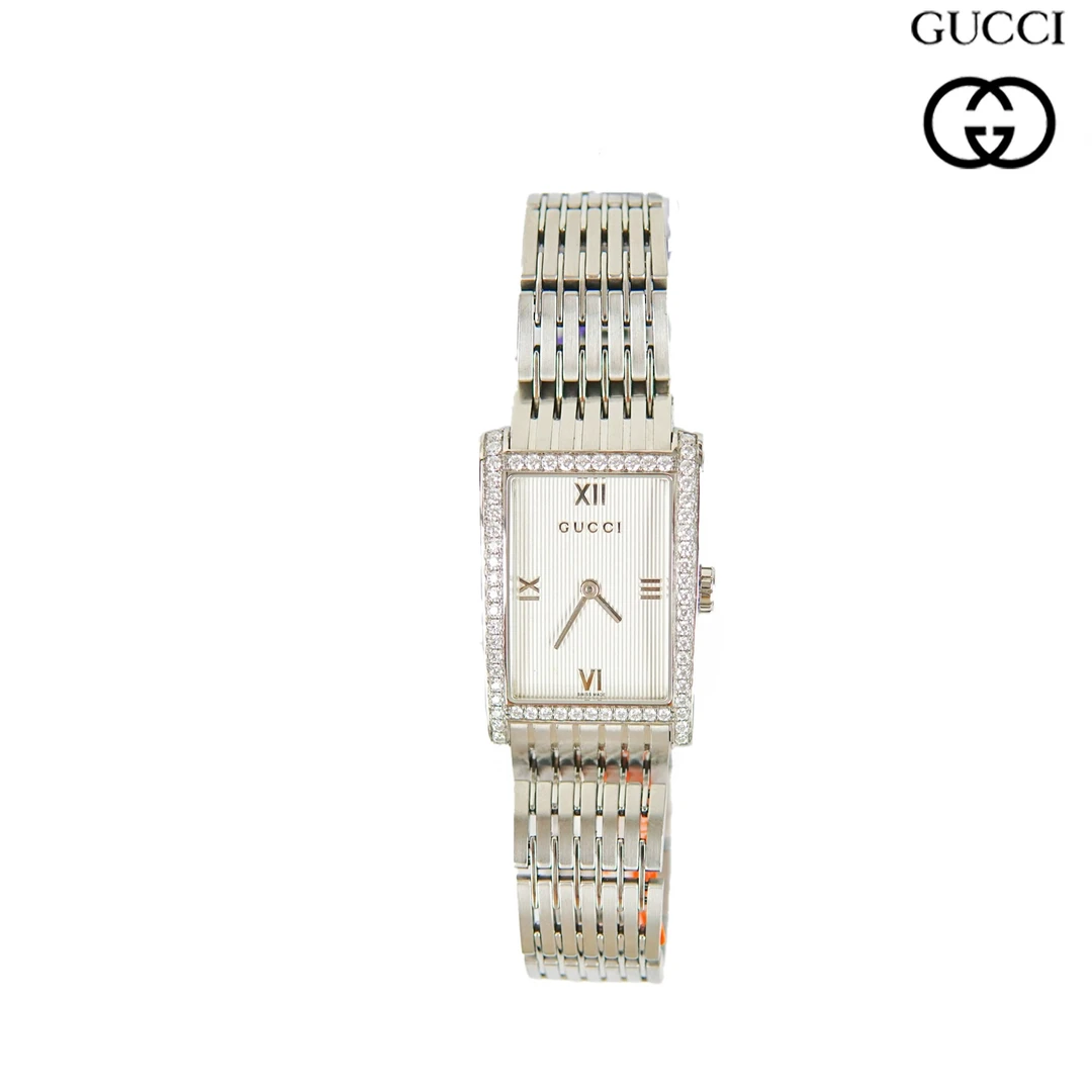 95新 友戏奢品 GUCCI/古驰石英/方形白银时尚名表/KA08110906/001