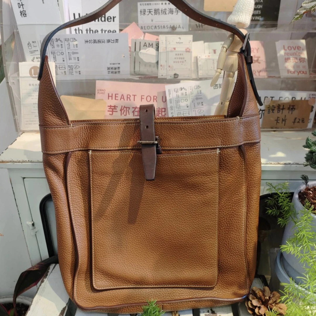 95新 Hermes/爱马仕  XM/卡其棕色 单肩腋下包/F3FY04205221