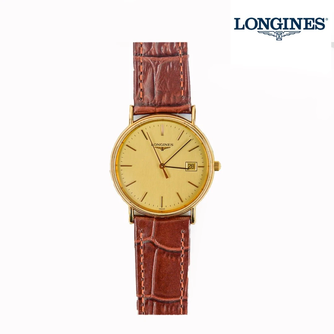 95新 友戏奢品 Longines/浪琴石英/PJ03116302/金色圆盘棕色气质