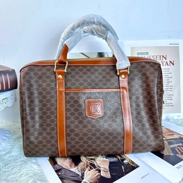 95新 Celine/思琳 XM/经典凯旋门老花波士顿手提包/BB09703062换