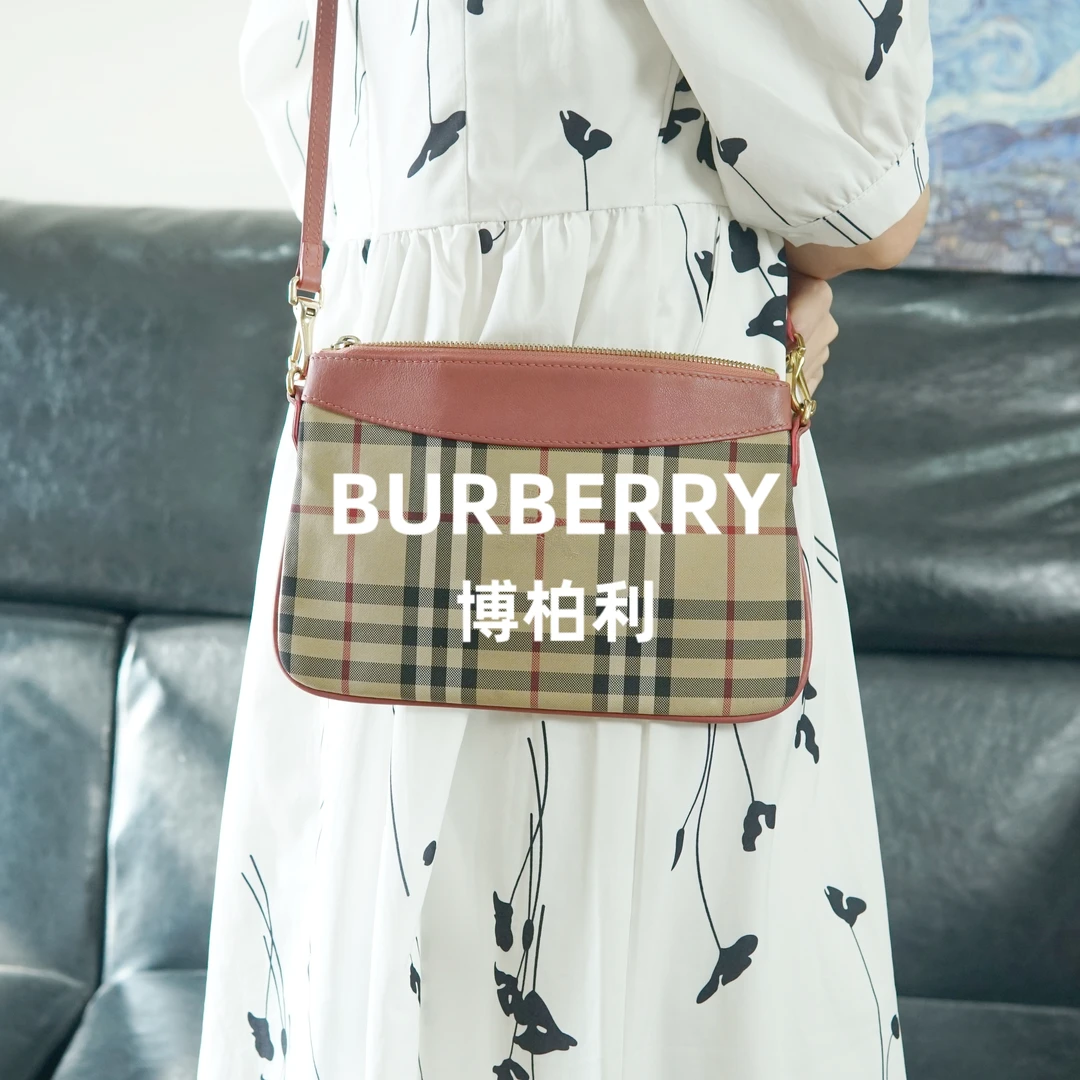 95新 BURBERRY/博柏利 格纹斜挎包/BB09315015/5015
