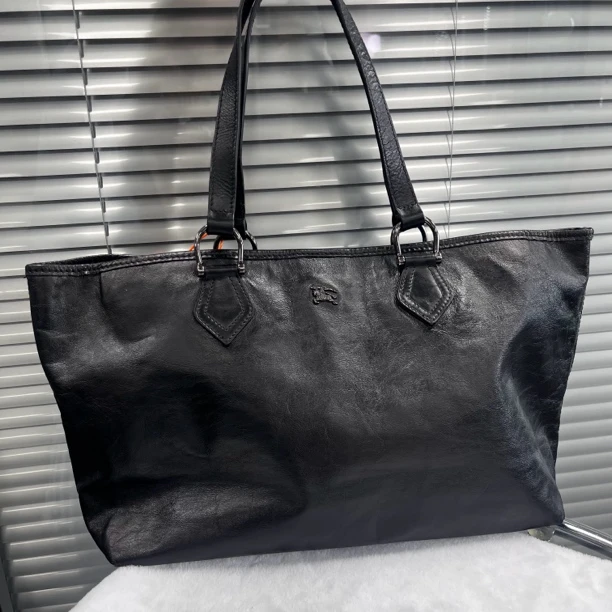 95新 BURBERRY/博柏利 XM/高级感黑银 单肩托特包/THZZ09313029改
