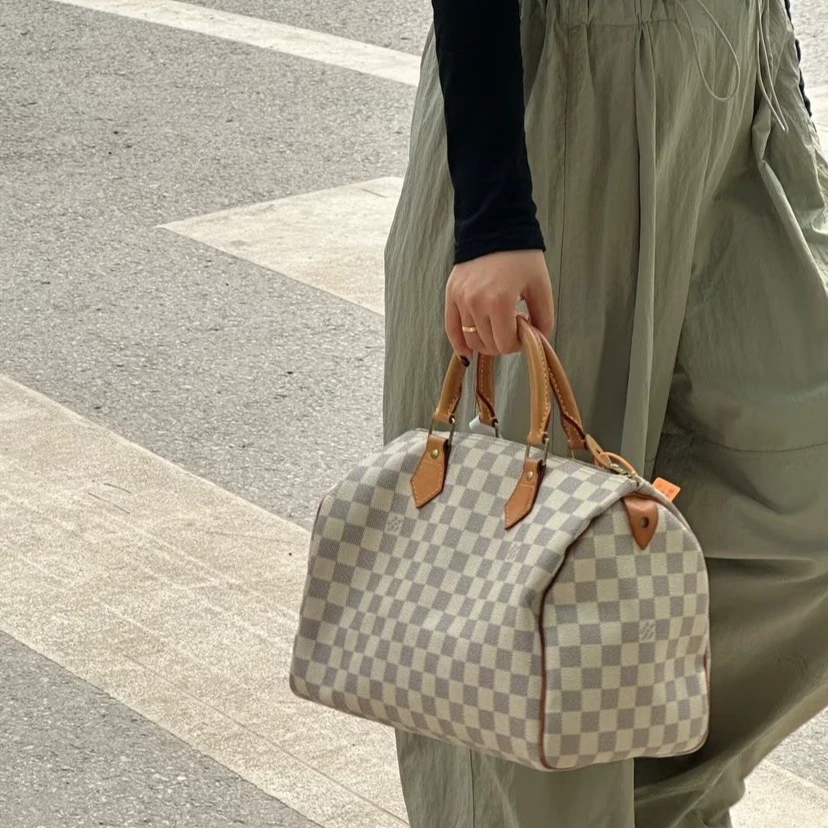 95新 LouisVuitton/路易威登 白棋盘格speedy30/wp08819001/9001