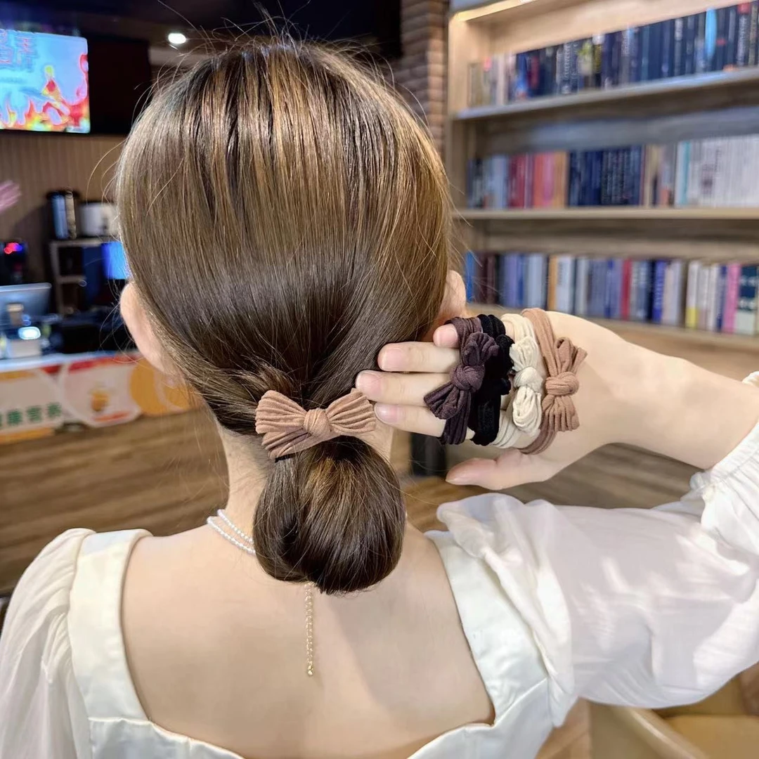 布艺发饰 韩式简约蝴蝶结韩版发绳皮筋时尚发圈高弹力网红新款优