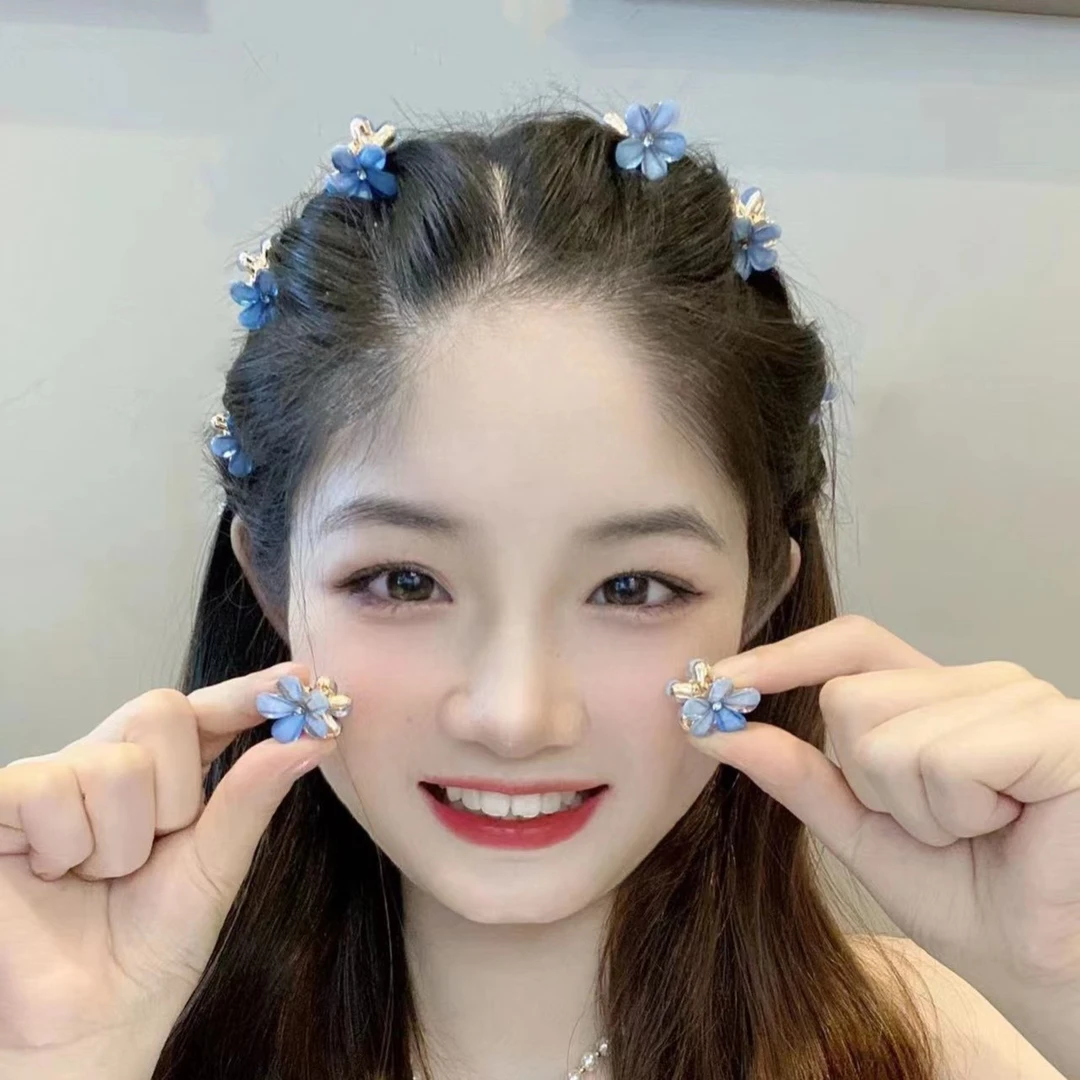 合金玻璃发饰 小抓夹公主头花朵发夹侧边刘海碎发发