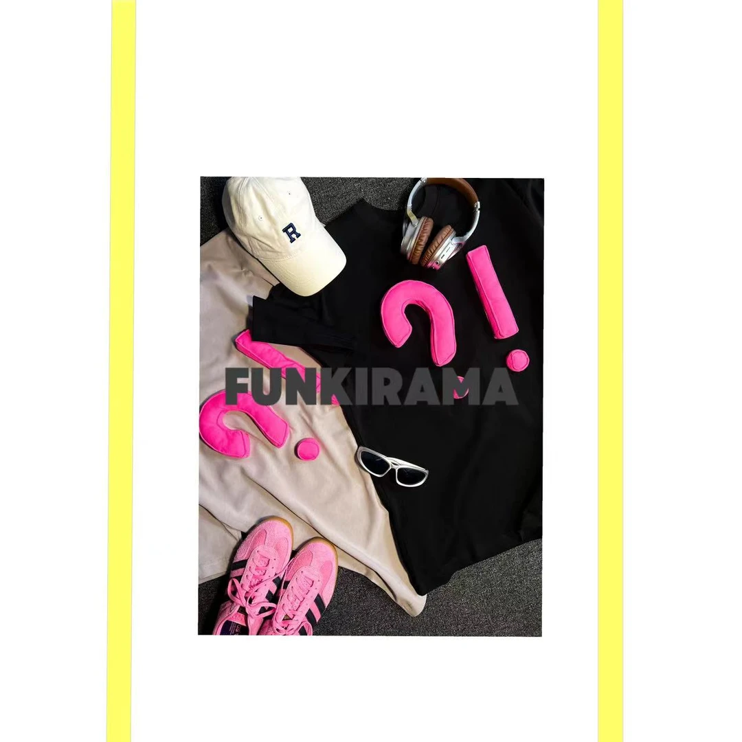 FR正版原创FUNKIRAMA-【小疑问和小惊叹】宽松美式休闲情侣同款T恤