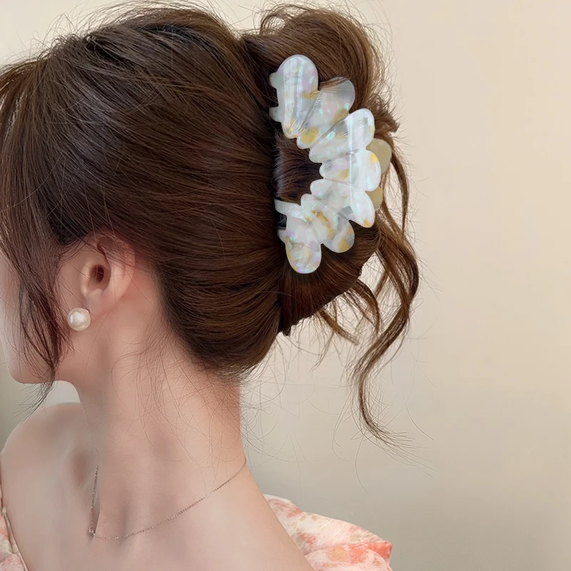 高端发饰～新款花朵清新发夹发量多后脑勺抓夹阳光抓醋酸鲨鱼夹女