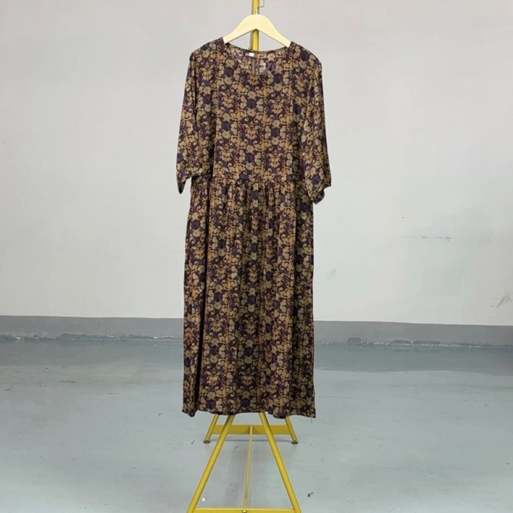 2754时尚气质百搭休闲显瘦夏季中长款女士花色女装连衣裙