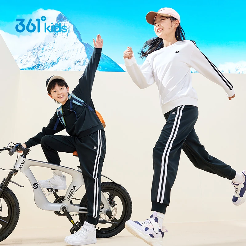 361°kids儿童秋季条纹时尚套头运动卫衣长袖长裤套装N32431403