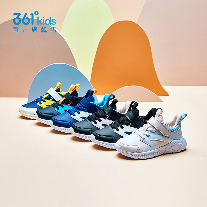 361°kids儿童春季爆款皮面时尚童鞋中大童百搭软底运动跑鞋3577B