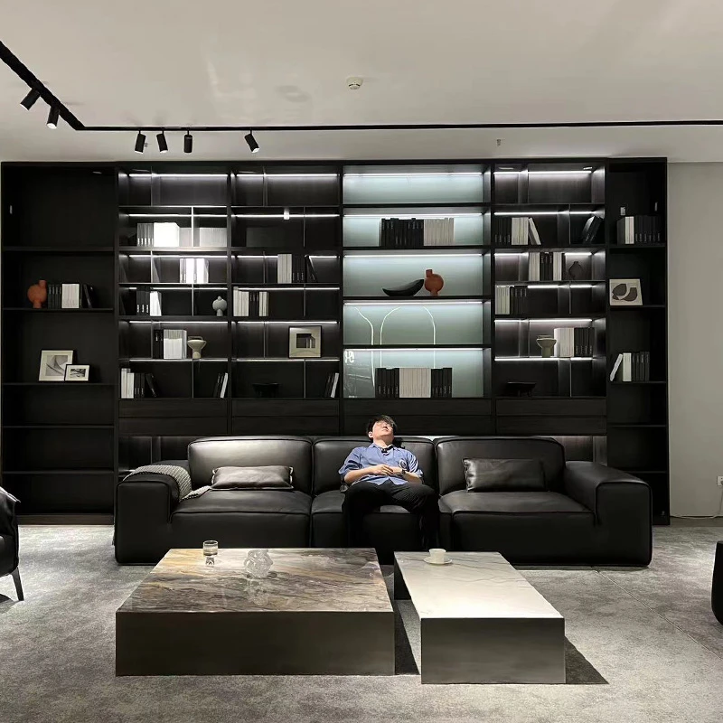 大黑牛沙发意式极简头层真皮客厅沙发别墅皮艺落地直排沙发