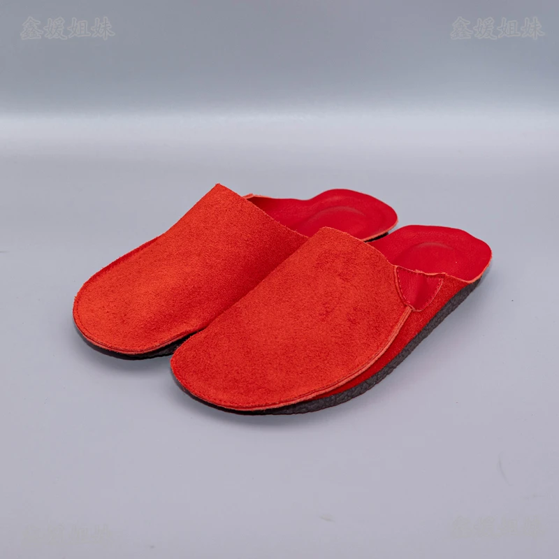 头层牛皮拖鞋男女同款舒适洋气百搭软底软面百搭小众鞋子2023-9