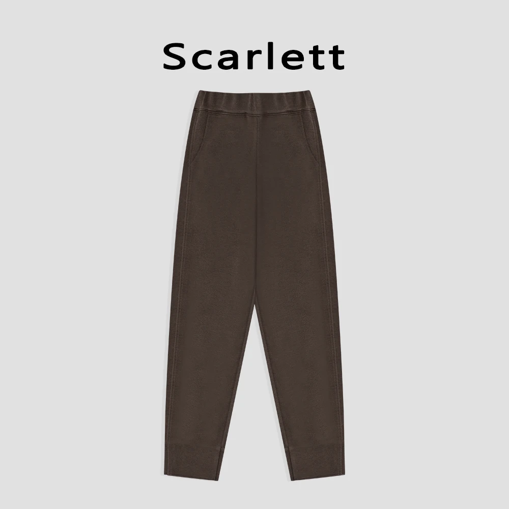 Scarlett【清闲】绵羊毛休闲百搭显瘦松紧腰小脚裤-7338