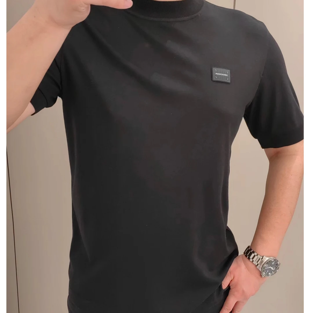 帕古茨男士圆领短袖针织衫 高品质蓄热纤维时尚保暖 潮流百搭