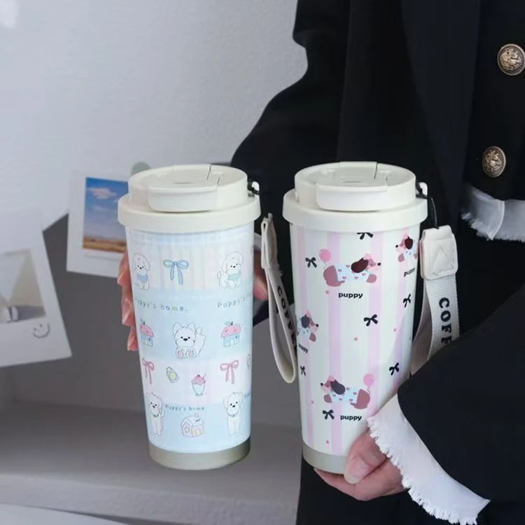 爆款腊肠狗保温杯女生25高颜值陶瓷覆层内胆咖啡水杯2