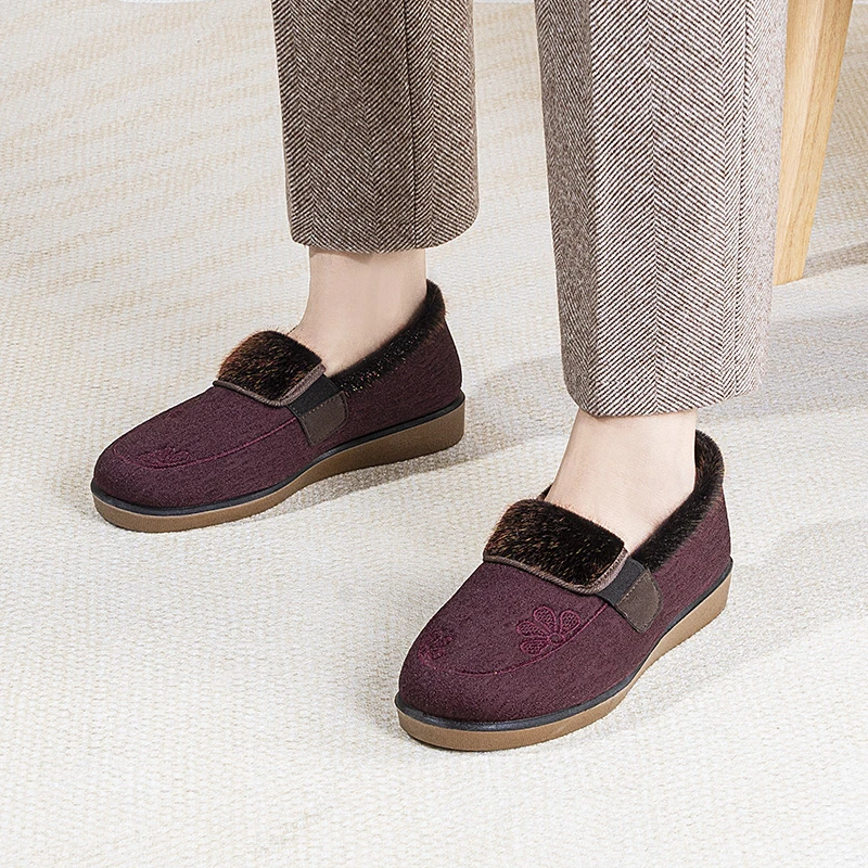 冬季老北京棉鞋女加绒保暖加厚防滑舒适平底奶奶中老年人妈妈棉鞋