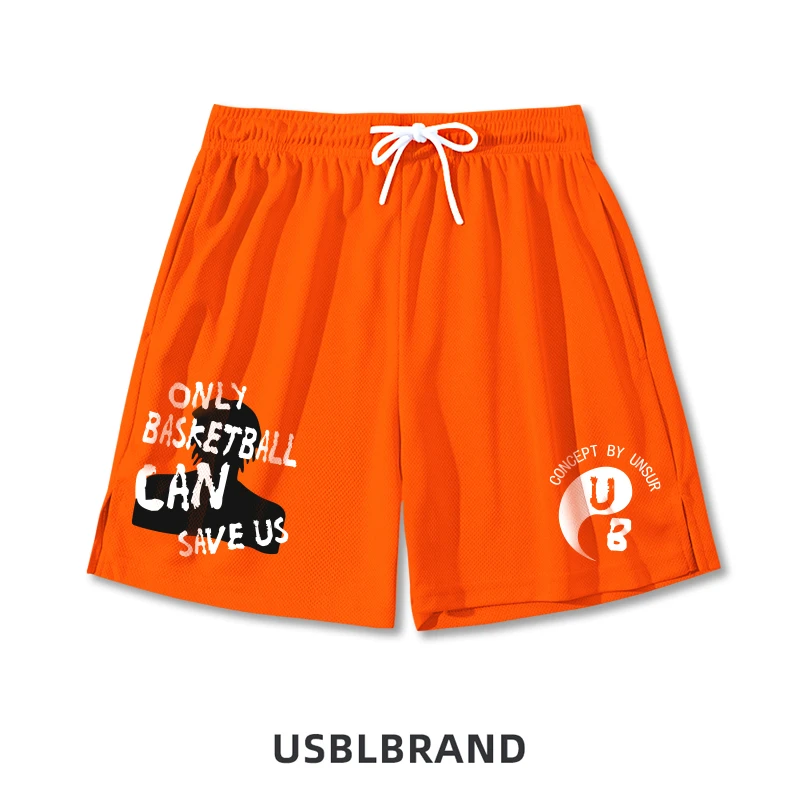 Unsurbull夏季美式网眼开叉球裤宽松透气速干篮球训练短裤运动裤