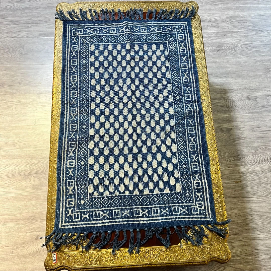 三只象-新品蓝染地毯床边毯地垫床边搭毯60*90